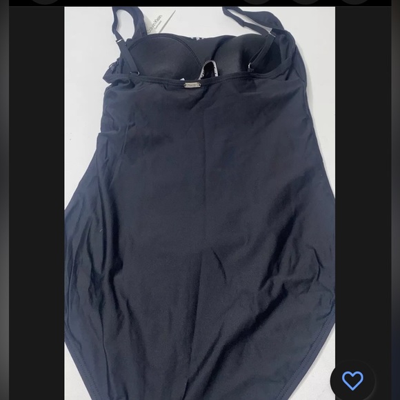 Calvin Klein Square-Neck Ruched One-Piece Swimsuit Black white size 10 - Picture 4 of 6